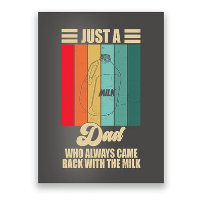 Just A Dad Who Always Came Back With The Milk Funny Retro Poster