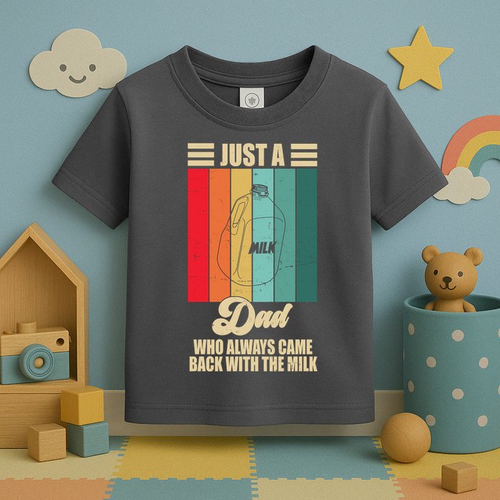 Just A Dad Who Always Came Back With The Milk Funny Retro Toddler T-Shirt