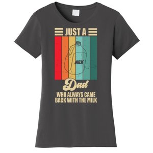 Just A Dad Who Always Came Back With The Milk Funny Retro Women's T-Shirt