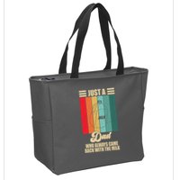 Just A Dad Who Always Came Back With The Milk Funny Retro Zip Tote Bag