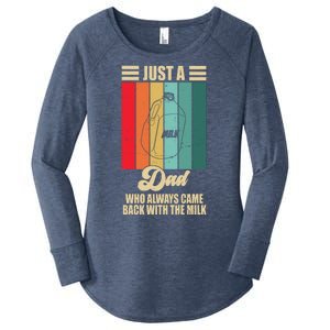 Just A Dad Who Always Came Back With The Milk Funny Retro Women's Perfect Tri Tunic Long Sleeve Shirt