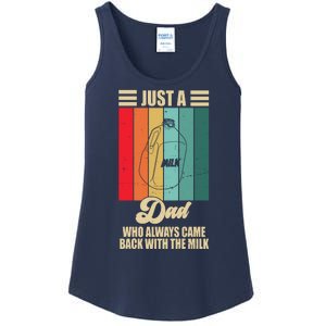 Just A Dad Who Always Came Back With The Milk Funny Retro Ladies Essential Tank