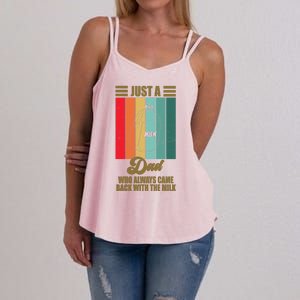 Just A Dad Who Always Came Back With The Milk Funny Retro Women's Strappy Tank