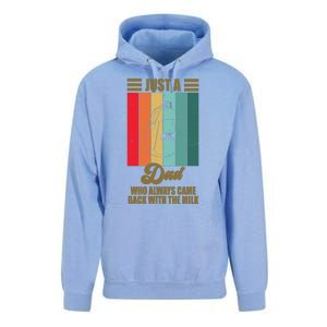 Just A Dad Who Always Came Back With The Milk Funny Retro Unisex Surf Hoodie