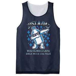 Just A Dad Who Always Came Back With The Milk FatherS Day Mesh Reversible Basketball Jersey Tank