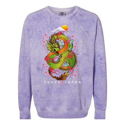 Japanese Aesthetic Dragon Tokyo Japan Asian 80’s Manga Anime Colorblast Crewneck Sweatshirt