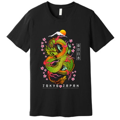 Japanese Aesthetic Dragon Tokyo Japan Asian 80’s Manga Anime Premium T-Shirt