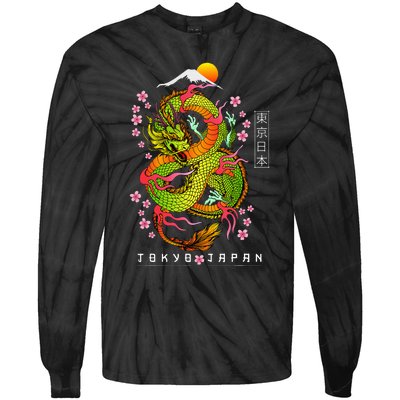 Japanese Aesthetic Dragon Tokyo Japan Asian 80’s Manga Anime Tie-Dye Long Sleeve Shirt