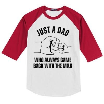 Just A Dad Who Always Came Back With The Milk Kids Colorblock Raglan Jersey