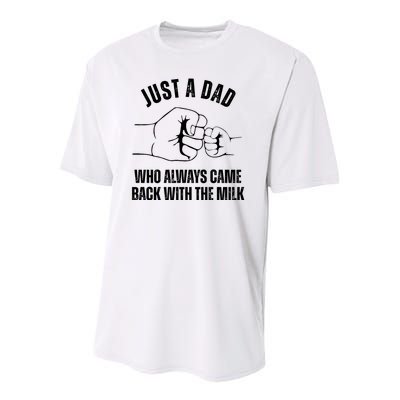 Just A Dad Who Always Came Back With The Milk Youth Performance Sprint T-Shirt