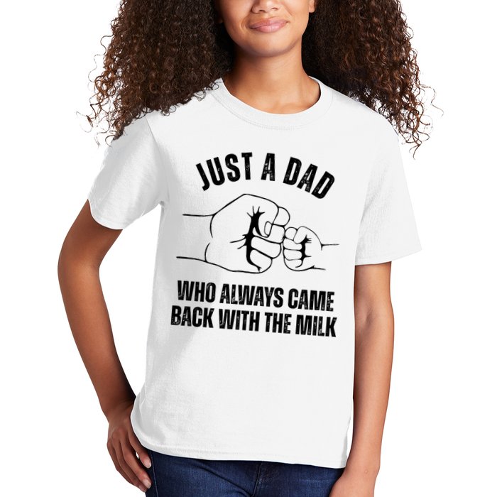 Just A Dad Who Always Came Back With The Milk Kids T-Shirt