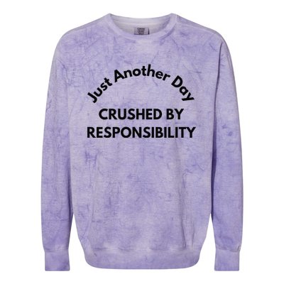 Just Another Day Crushed By Responsibility Funny Sarcastic Colorblast Crewneck Sweatshirt