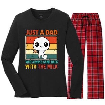 Just A Dad Who Always Came Back With The Milk Women's Long Sleeve Flannel Pajama Set 