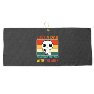 Just A Dad Who Always Came Back With The Milk Large Microfiber Waffle Golf Towel