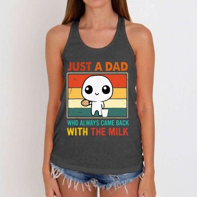 Just A Dad Who Always Came Back With The Milk Women's Knotted Racerback Tank