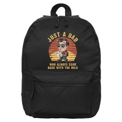 Just A Dad Who Always Came Back With The Milk 16 in Basic Backpack