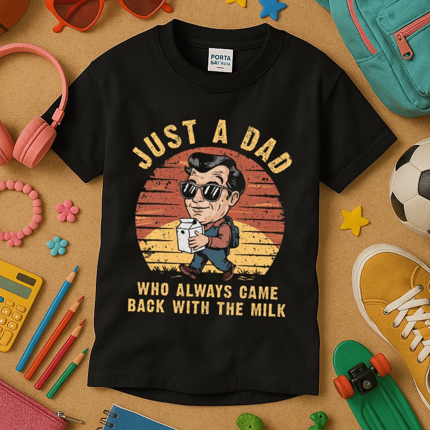 Just A Dad Who Always Came Back With The Milk Kids T-Shirt
