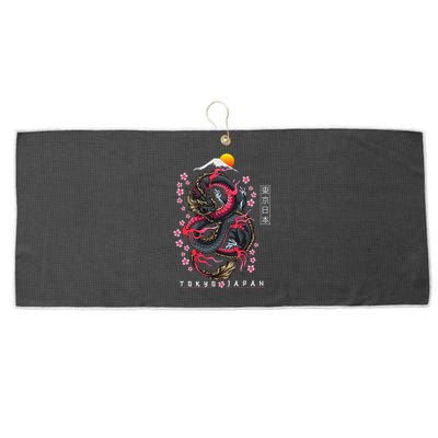 Japanese Aesthetic Dragon Tokyo Japan Manga Large Microfiber Waffle Golf Towel