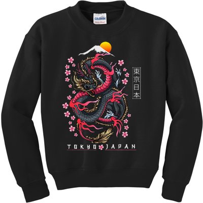 Japanese Aesthetic Dragon Tokyo Japan Manga Kids Sweatshirt