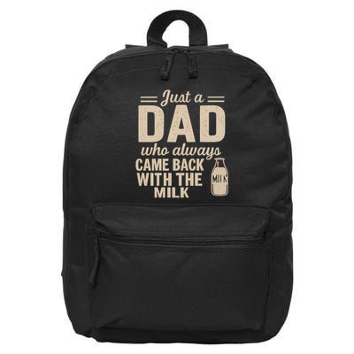 Just a Dad Who Always Came Back With the Milk 16 in Basic Backpack