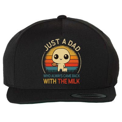 Just A Dad Who Always Came Back With The Milk Dad Daddy Gift Wool Snapback Cap