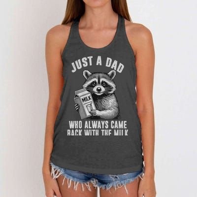 Just A Dad Who Always Came Back With The Milk Women's Knotted Racerback Tank