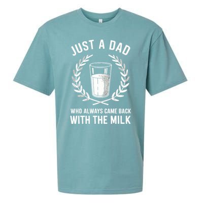 Just A Dad Who Always Came Back With The Milk Fathers Day Sueded Cloud Jersey T-Shirt