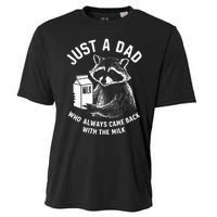 Just A Dad Who Always Came Back With The Milk Racoon Fathers Cooling Performance Crew T-Shirt