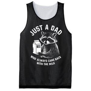 Just A Dad Who Always Came Back With The Milk Racoon Fathers Mesh Reversible Basketball Jersey Tank