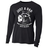 Just A Dad Who Always Came Back With The Milk Racoon Fathers Cooling Performance Long Sleeve Crew