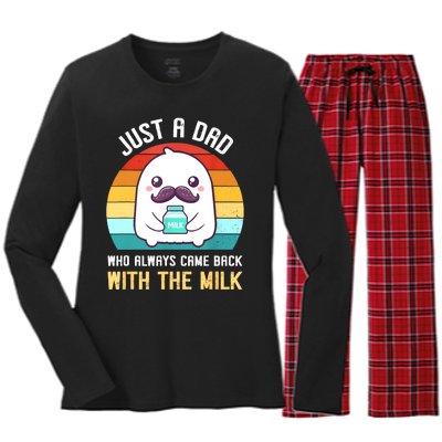 Just A Dad Who Always Came Back With The Milk Women's Long Sleeve Flannel Pajama Set 