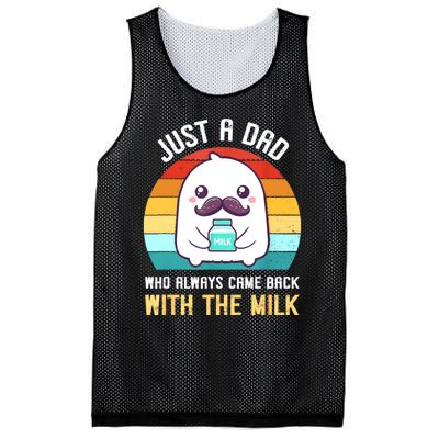 Just A Dad Who Always Came Back With The Milk Mesh Reversible Basketball Jersey Tank