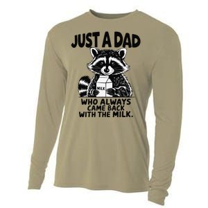 Just A Dad Who Always Came Back With The Milk Funny Dad Joke Gift Cooling Performance Long Sleeve Crew