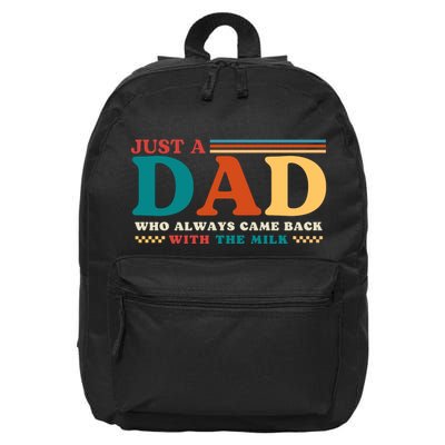 Just A Dad Who Always Came Back With The Milk 16 in Basic Backpack