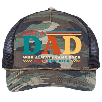 Just A Dad Who Always Came Back With The Milk Retro Rope Trucker Hat Cap