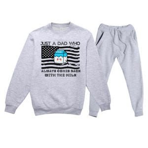 Just A Dad Came Back With Milk FatherS Day Design Premium Crewneck Sweatsuit Set