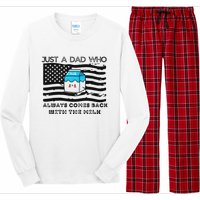 Just A Dad Came Back With Milk FatherS Day Design Long Sleeve Pajama Set