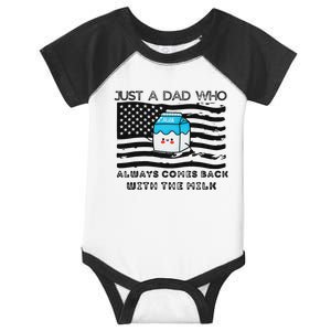 Just A Dad Came Back With Milk FatherS Day Design Infant Baby Jersey Bodysuit