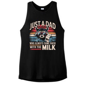 Just A Dad Who Always Came Back With The Milk Funny Dad Ladies PosiCharge Tri-Blend Wicking Tank