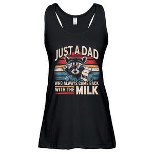 Just A Dad Who Always Came Back With The Milk Funny Dad Ladies Essential Flowy Tank