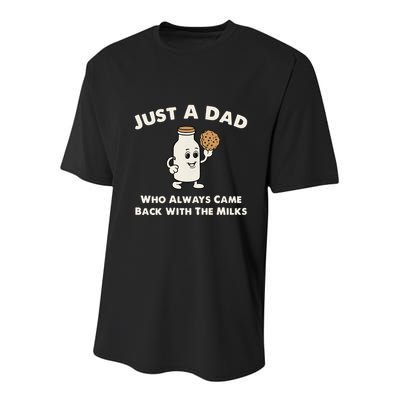 Just A Dad Who Always Came Back With The Milk Youth Performance Sprint T-Shirt
