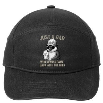 Just A Dad Who Came Back With Milk Fathers Day Penguin Dad 7-Panel Snapback Hat