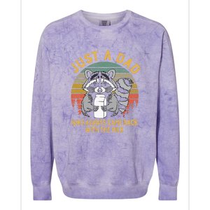 Just A Dad Who Always Came Back With The Milk Racoon Fathers Colorblast Crewneck Sweatshirt