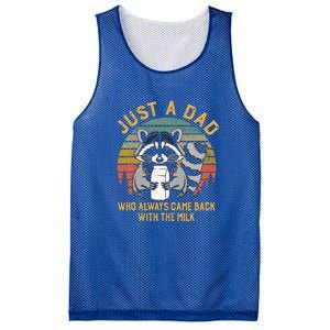 Just A Dad Who Always Came Back With The Milk Racoon Fathers Mesh Reversible Basketball Jersey Tank