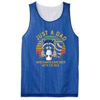 Just A Dad Who Always Came Back With The Milk Racoon Fathers Mesh Reversible Basketball Jersey Tank