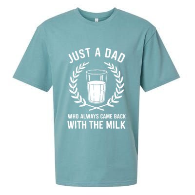 Just A Dad Who Always Came Back With The Milk Fathers Day Sueded Cloud Jersey T-Shirt