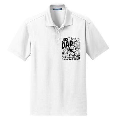 Just A Dad Who Always Came Back With The Milk Fathers Day Dry Zone Grid Polo