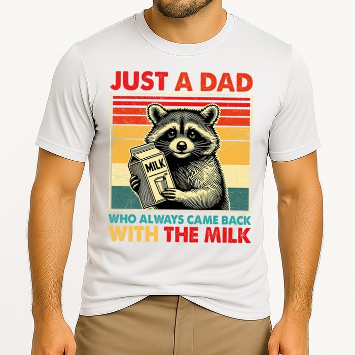 Just A Dad Who Always Came Back With The Milk Fathers Day  Cooling Performance Crew T-Shirt