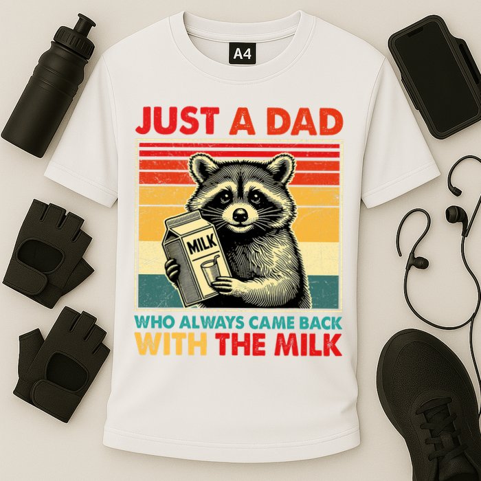 Just A Dad Who Always Came Back With The Milk Fathers Day  Cooling Performance Crew T-Shirt