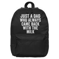 Just A Dad Who Always Came Back With The Milk Father’S Day Happy Proud Father 16 in Basic Backpack